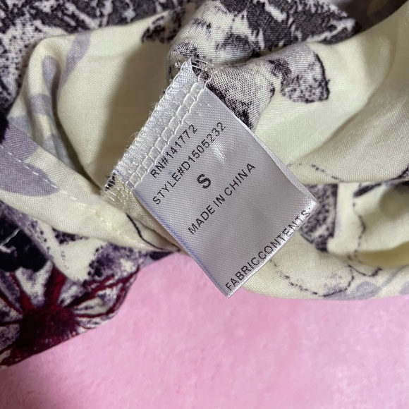 Women’s Cream Purple Floral Flower Long Maxi Dress Size Small - Picture 4 of 7